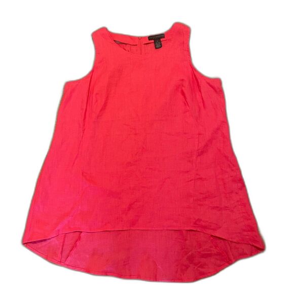 Grace Elements Woman 1X 100% Linen Asymmetrical Hem Tunic Vibrant Coral EUC - Picture 1 of 4